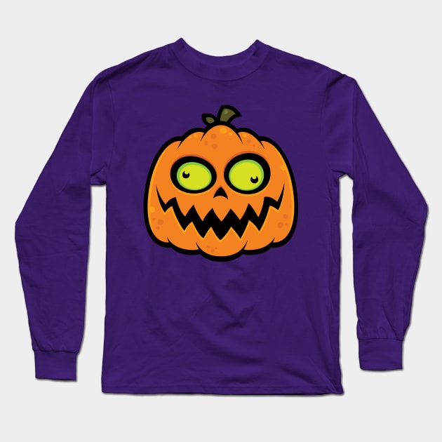 Crazy Pumpkin Long Sleeve T-Shirt by fizzgig